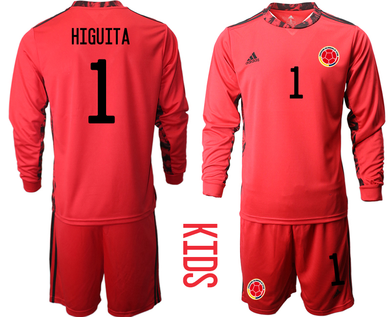 Youth 2020-2021 Season National team Colombia goalkeeper Long sleeve red #1 Soccer Jersey1